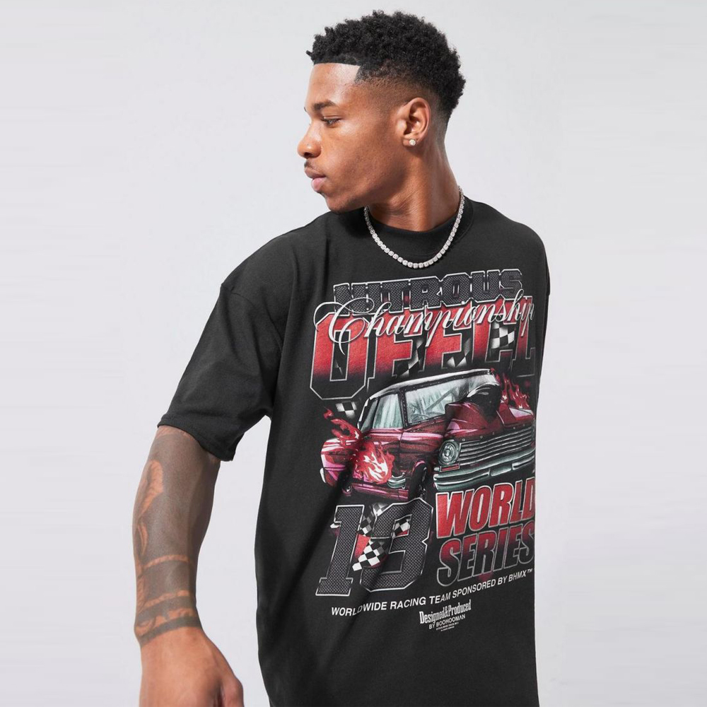 Oversized Ofcl Car Graphic T-Shirt – Black